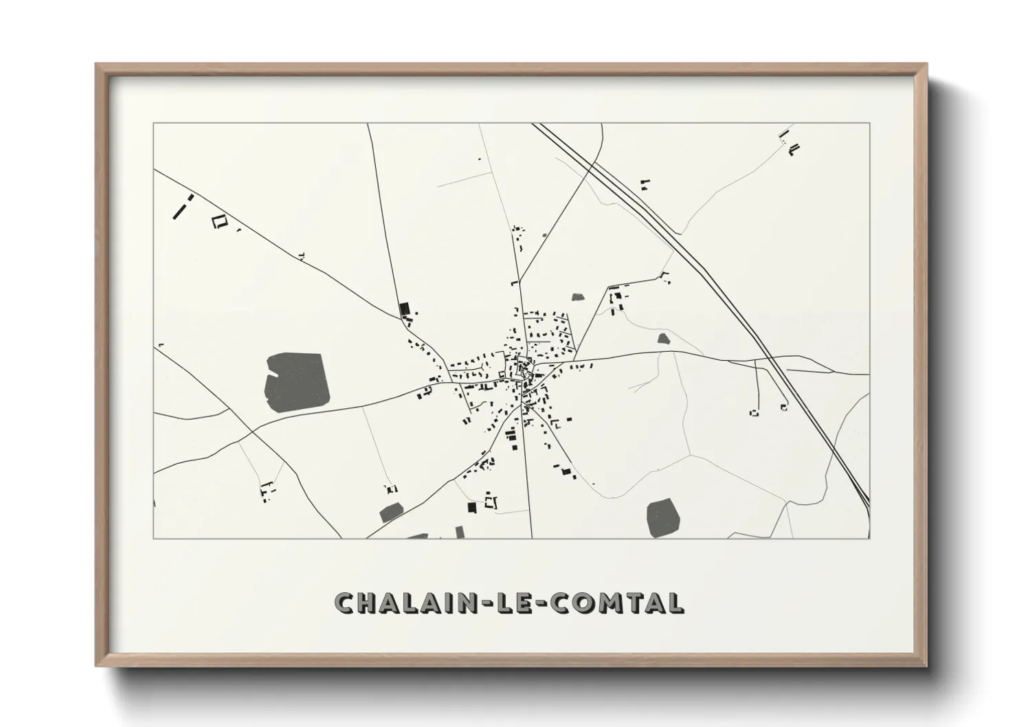 Une affiche de carte sur Chalain-le-Comtal