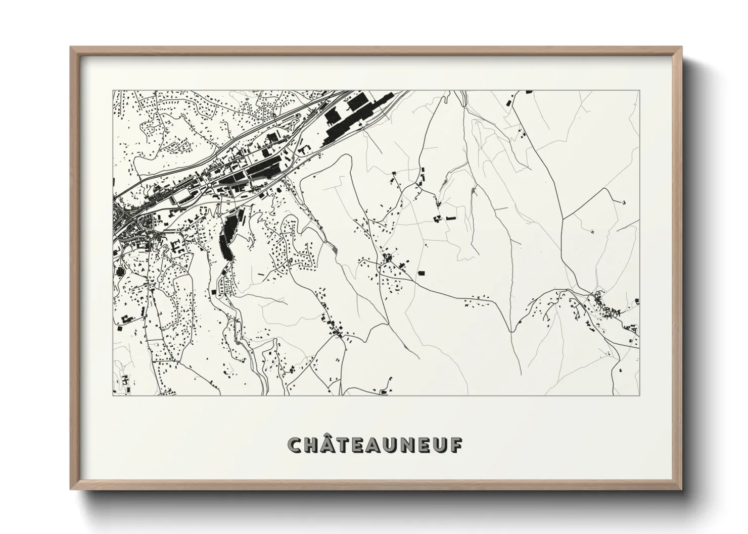 Une affiche de carte sur Châteauneuf