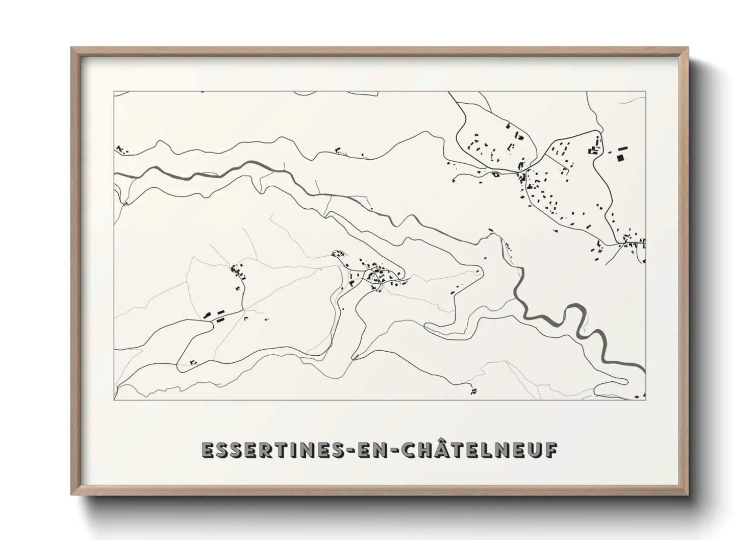 Une affiche de carte sur Essertines-en-Châtelneuf