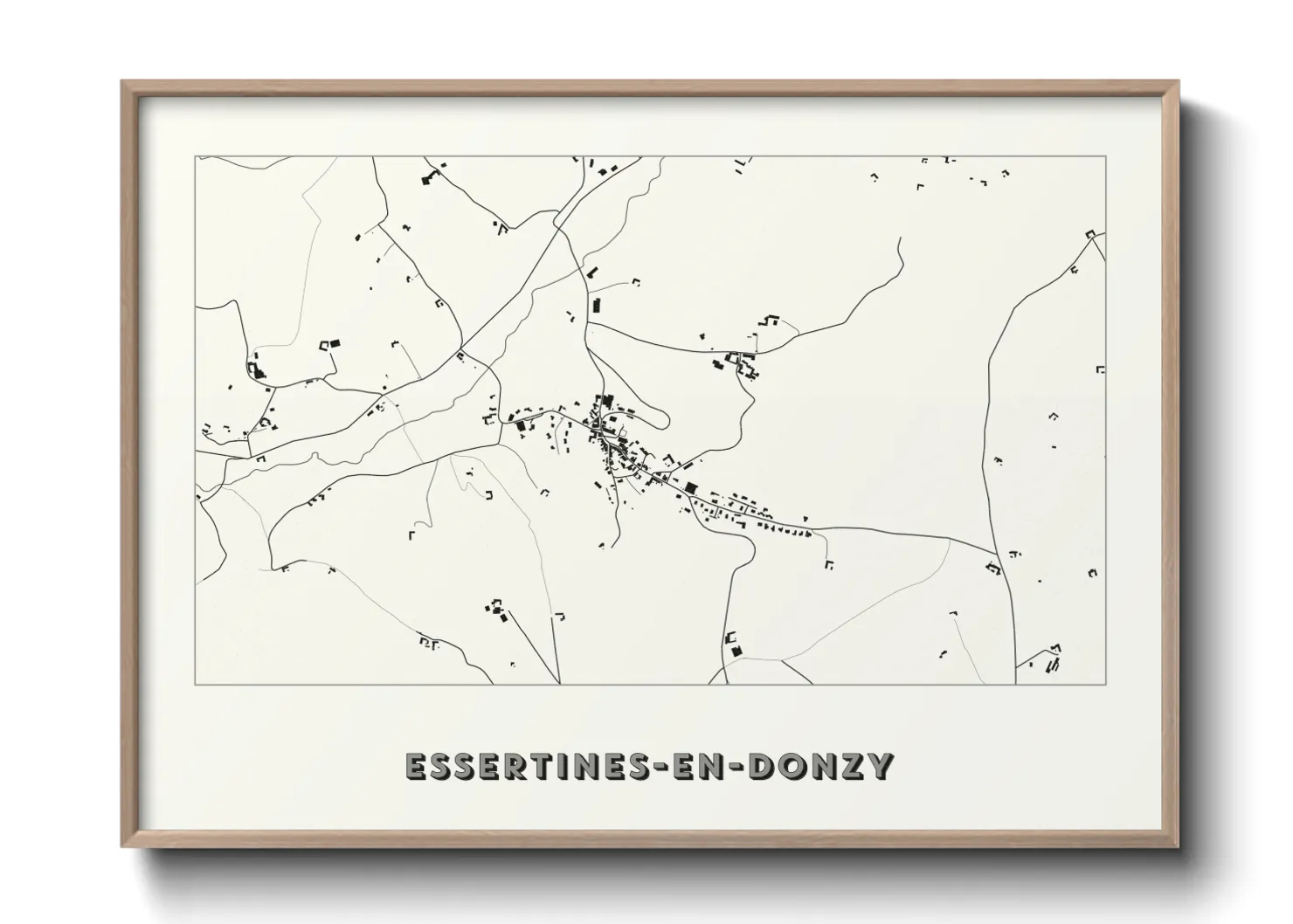 Une affiche de carte sur Essertines-en-Donzy