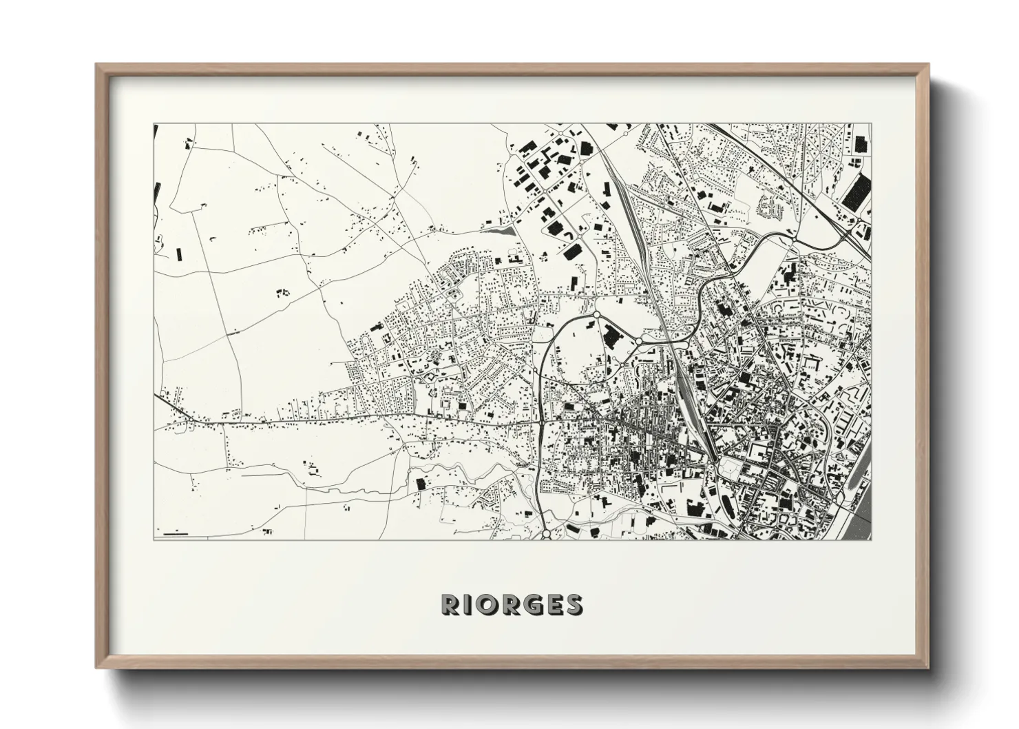 Une affiche de carte sur Riorges