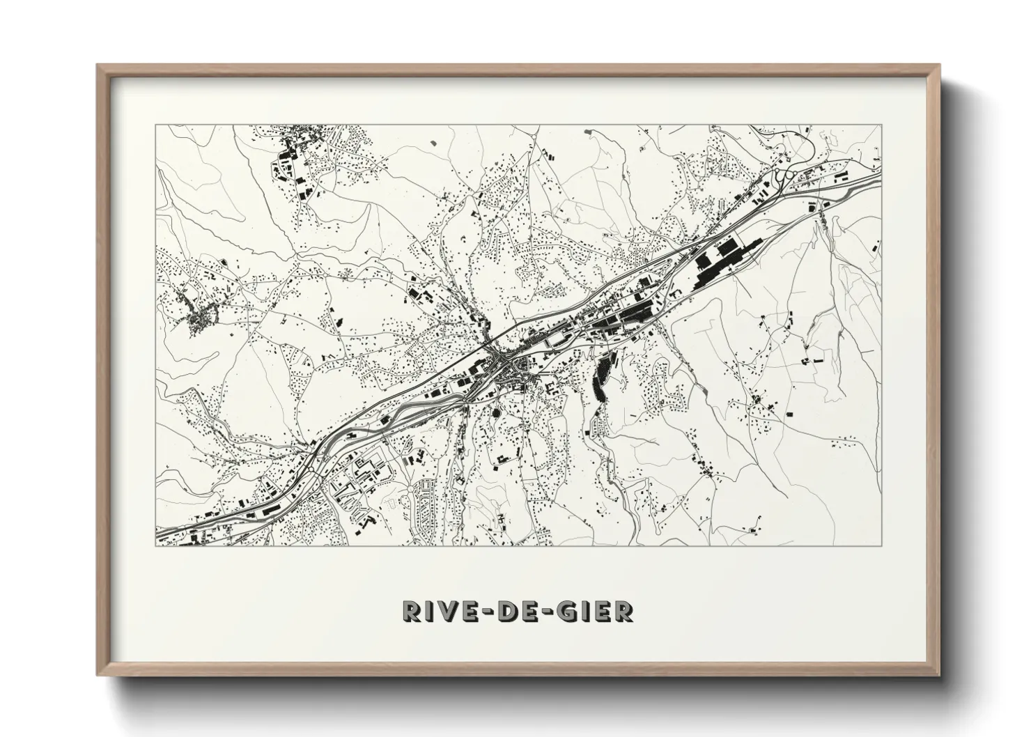 Une affiche de carte sur Rive-de-Gier