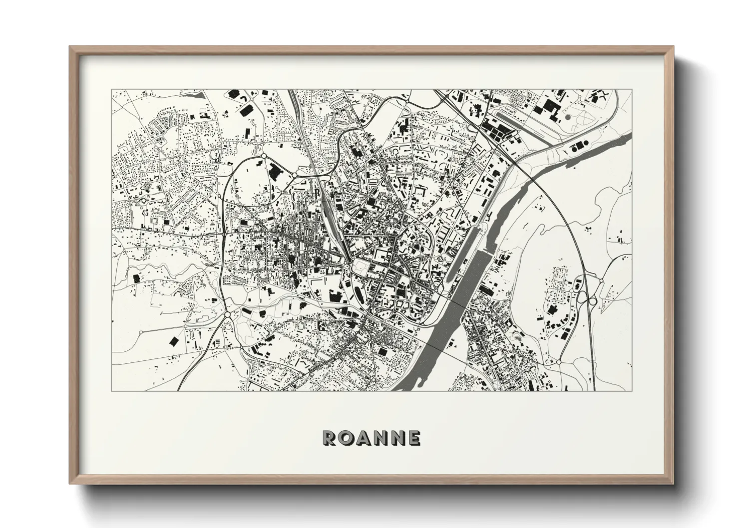 Une affiche de carte sur Roanne