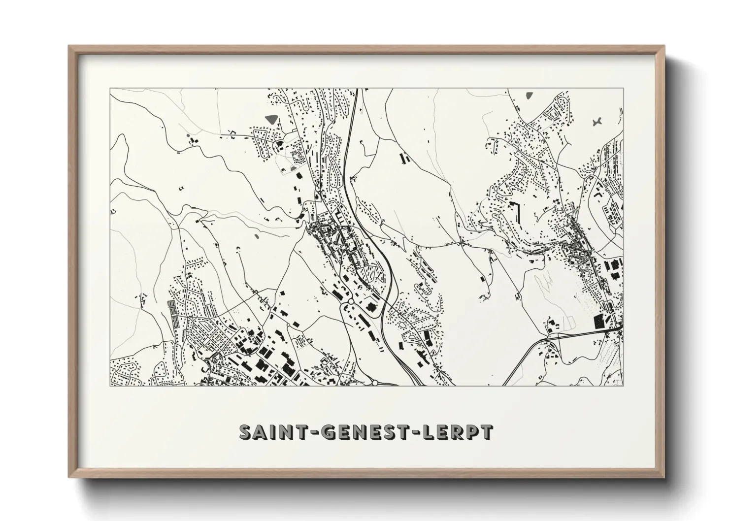 Une affiche de carte sur Saint-Genest-Lerpt
