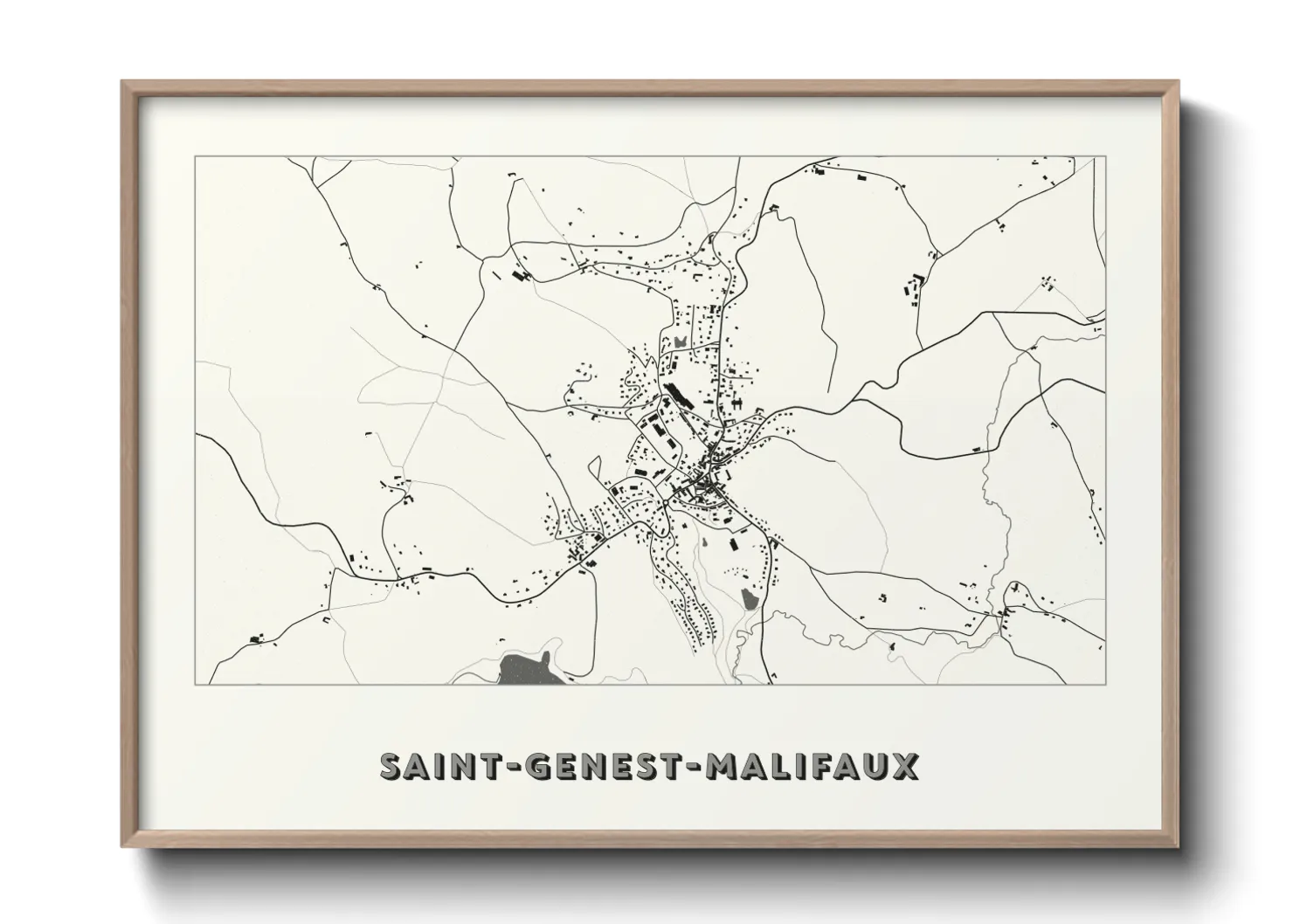 Une affiche de carte sur Saint-Genest-Malifaux