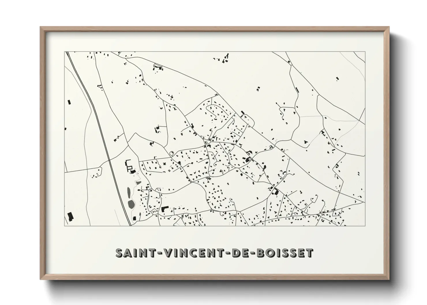 Une affiche de carte sur Saint-Vincent-de-Boisset