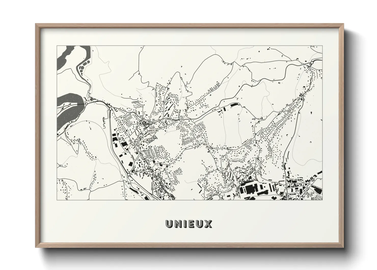 Une affiche de carte sur Unieux