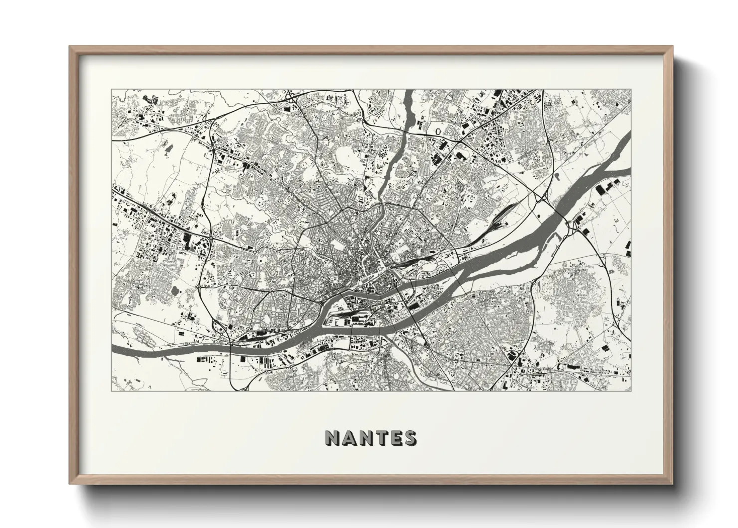 Une affiche de carte sur Nantes