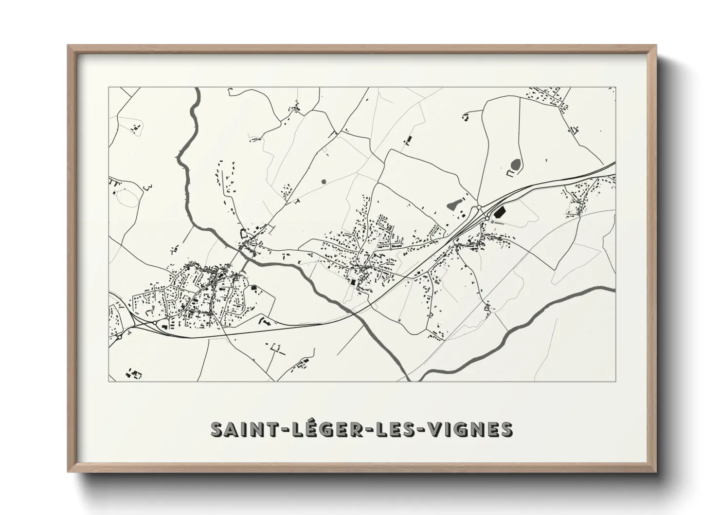 Une affiche de carte sur Saint-Léger-les-Vignes