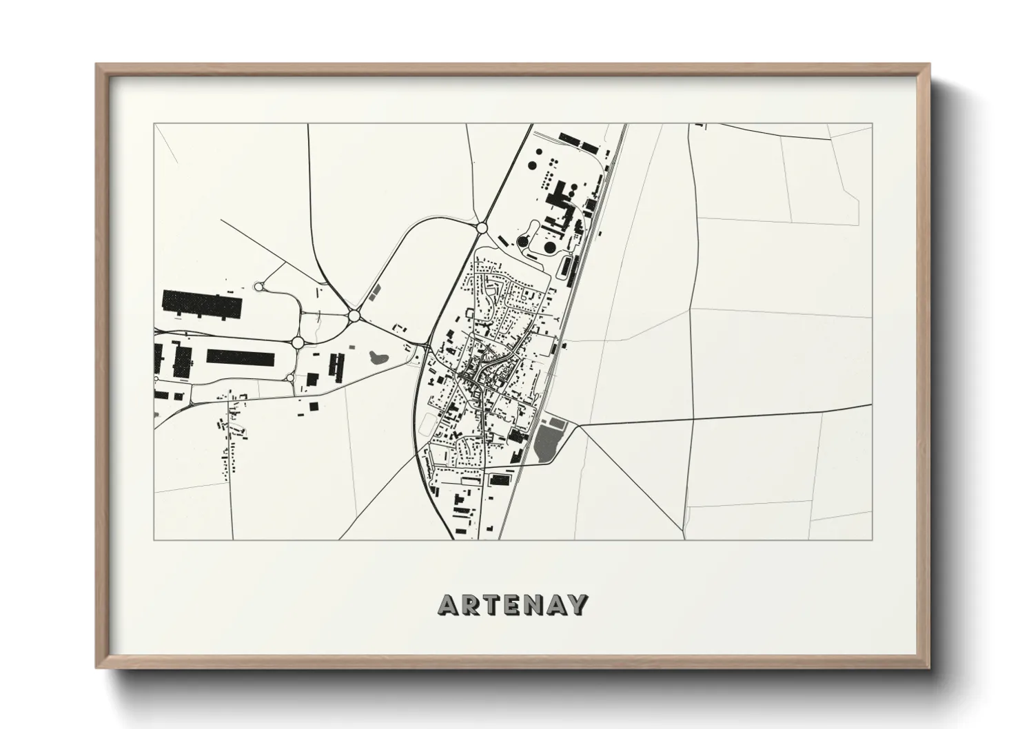 Une affiche de carte sur Artenay
