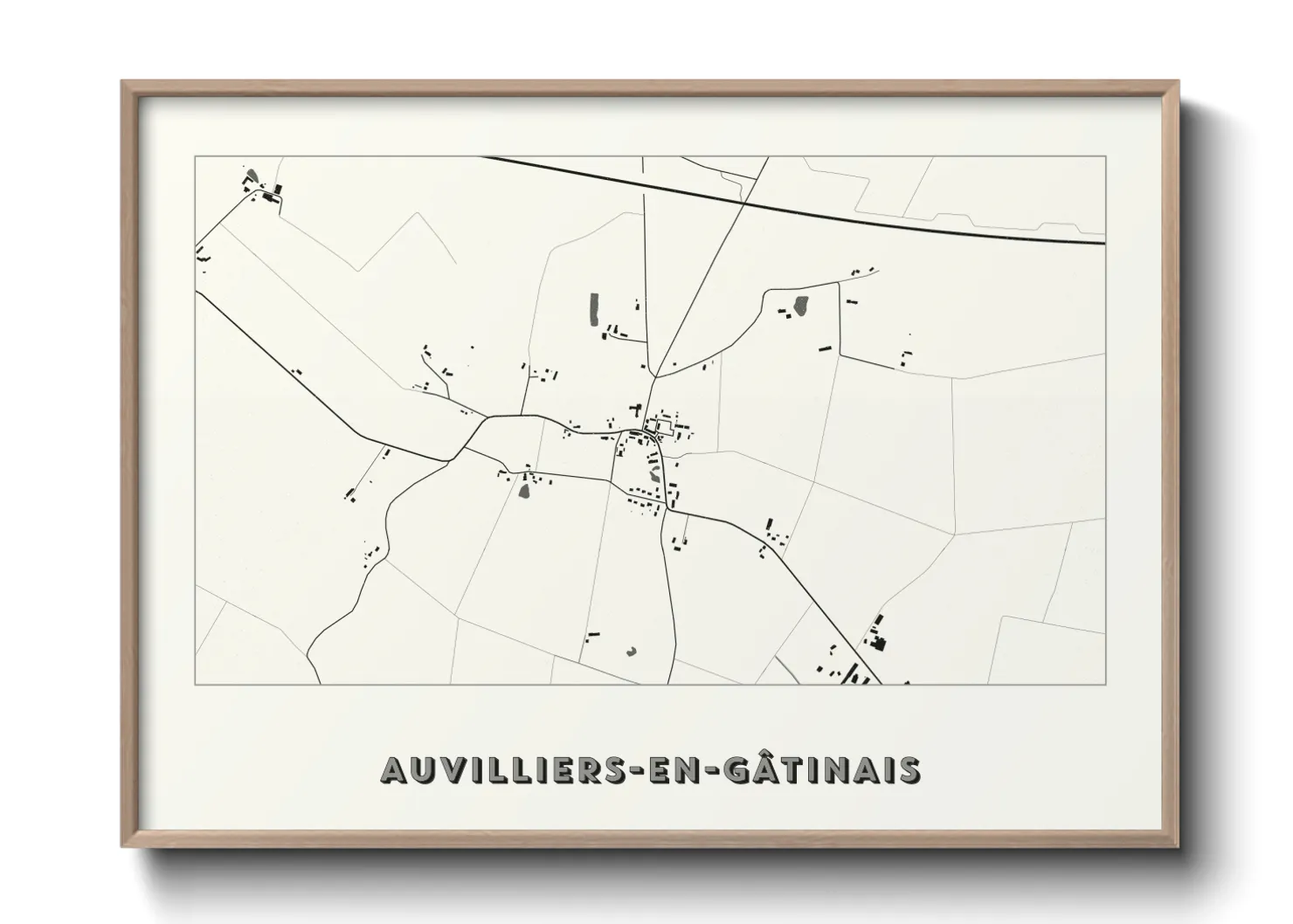 Une affiche de carte sur Auvilliers-en-Gâtinais