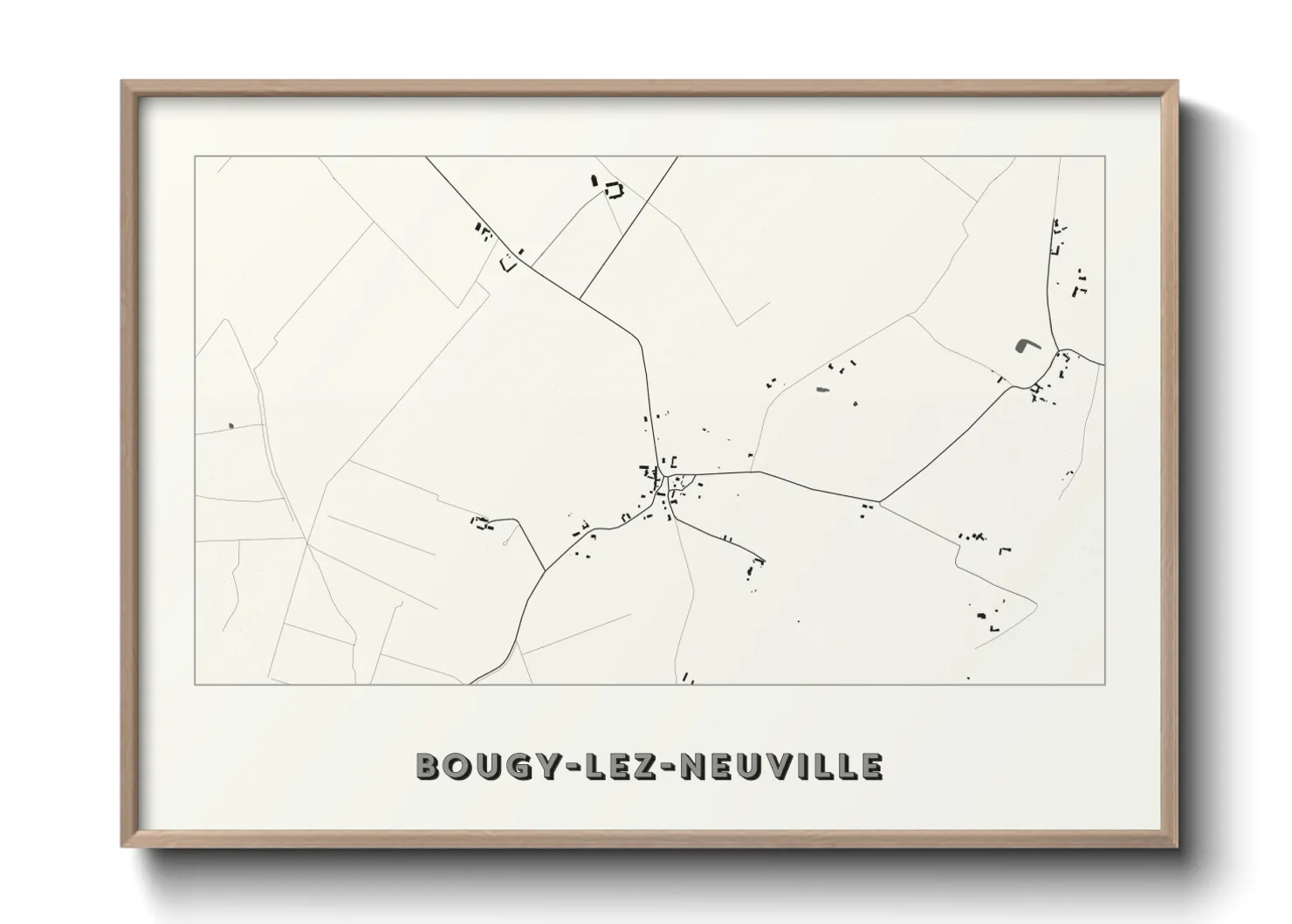 Une affiche de carte sur Bougy-lez-Neuville
