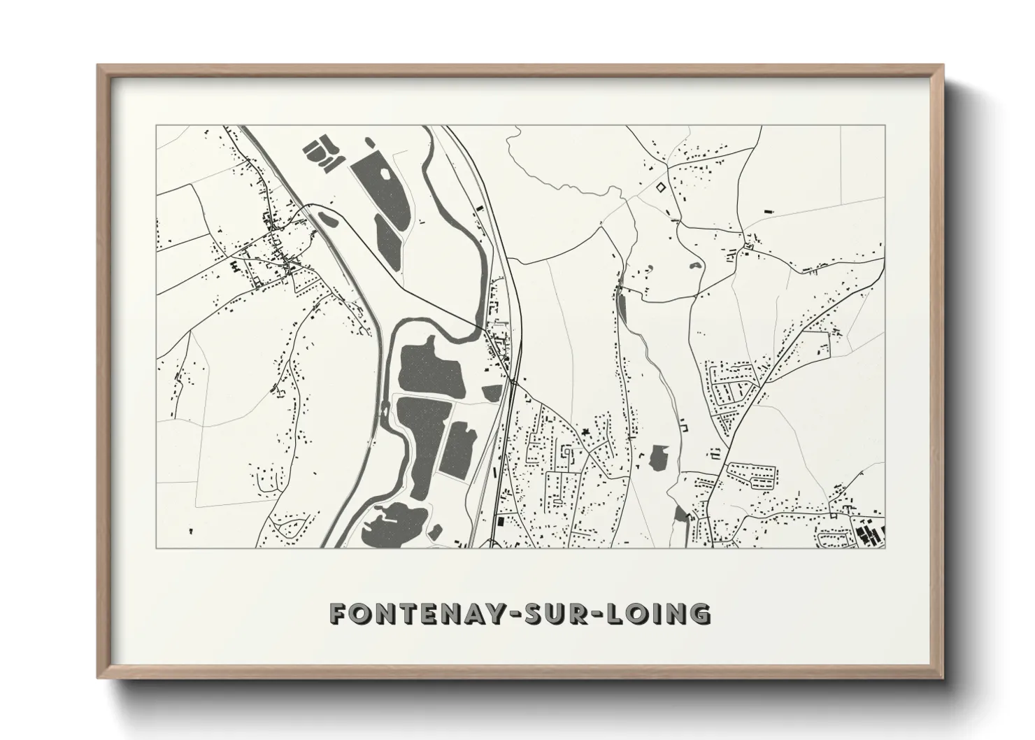 Une affiche de carte sur Fontenay-sur-Loing
