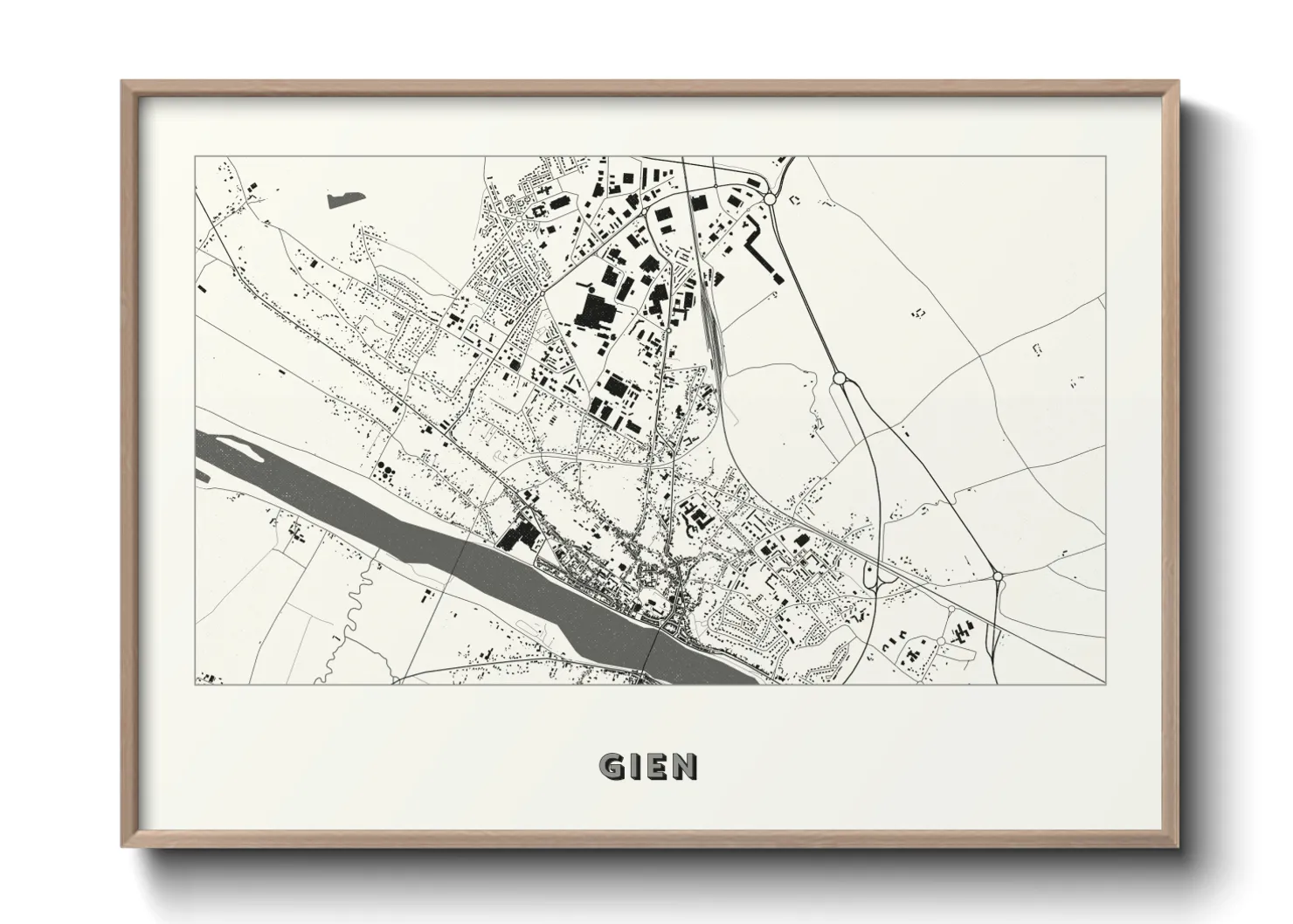 Une affiche de carte sur Gien