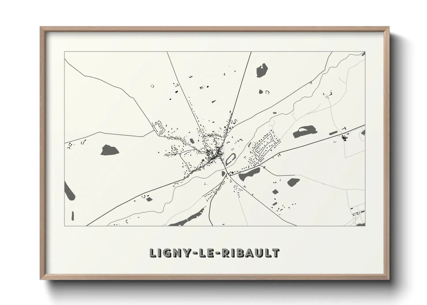 Une affiche de carte sur Ligny-le-Ribault
