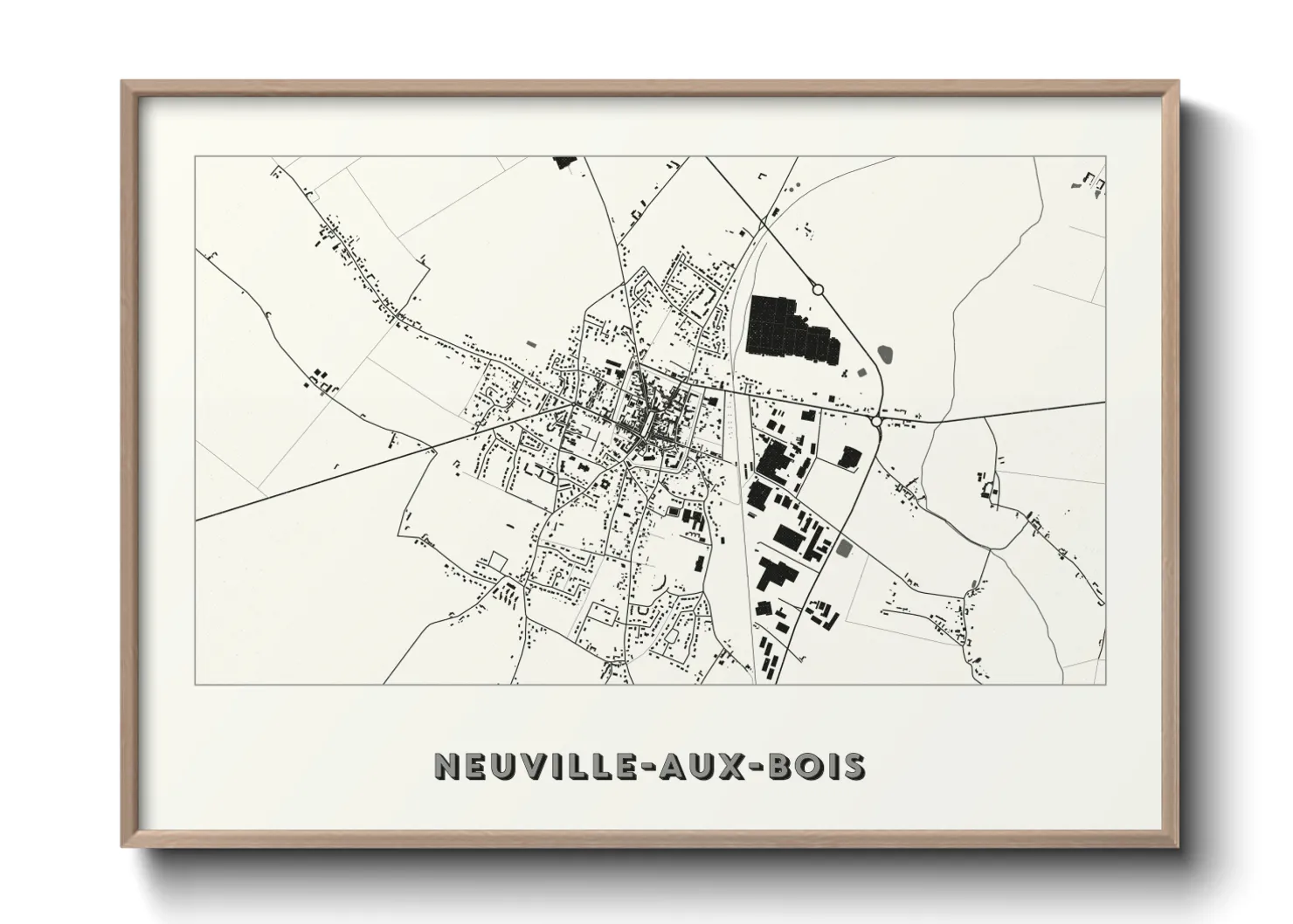 Une affiche de carte sur Neuville-aux-Bois