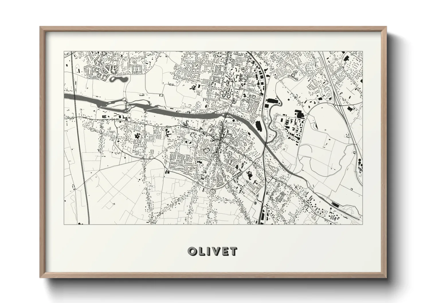 Une affiche de carte sur Olivet