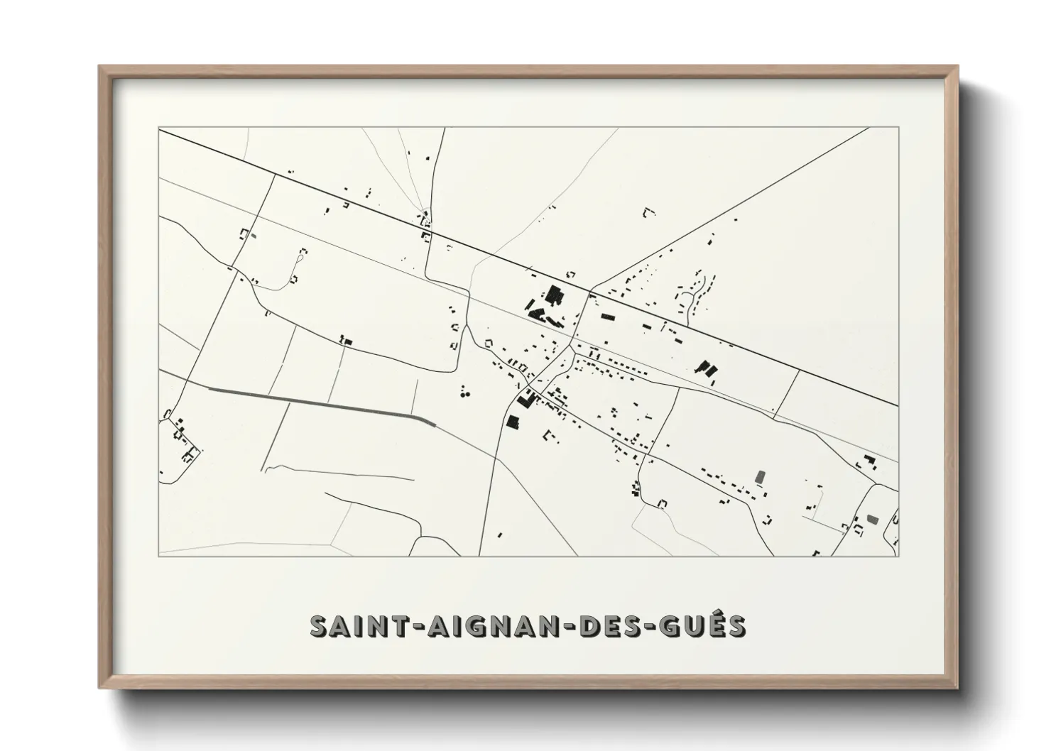 Une affiche de carte sur Saint-Aignan-des-Gués