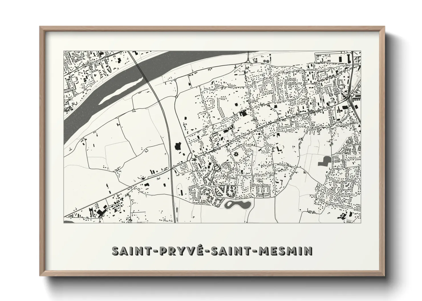 Une affiche de carte sur Saint-Pryvé-Saint-Mesmin