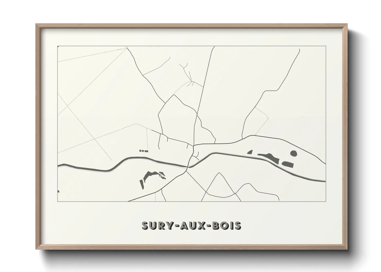 Une affiche de carte sur Sury-aux-Bois