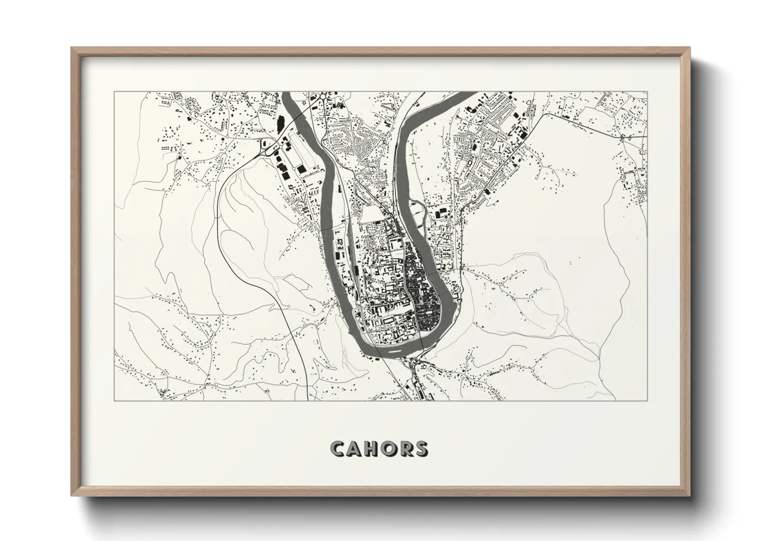 Une affiche de carte sur Cahors