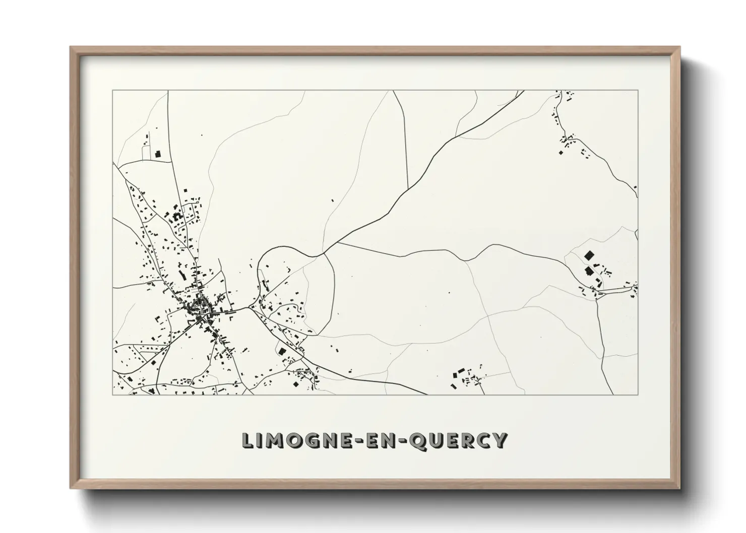 Une affiche de carte sur Limogne-en-Quercy