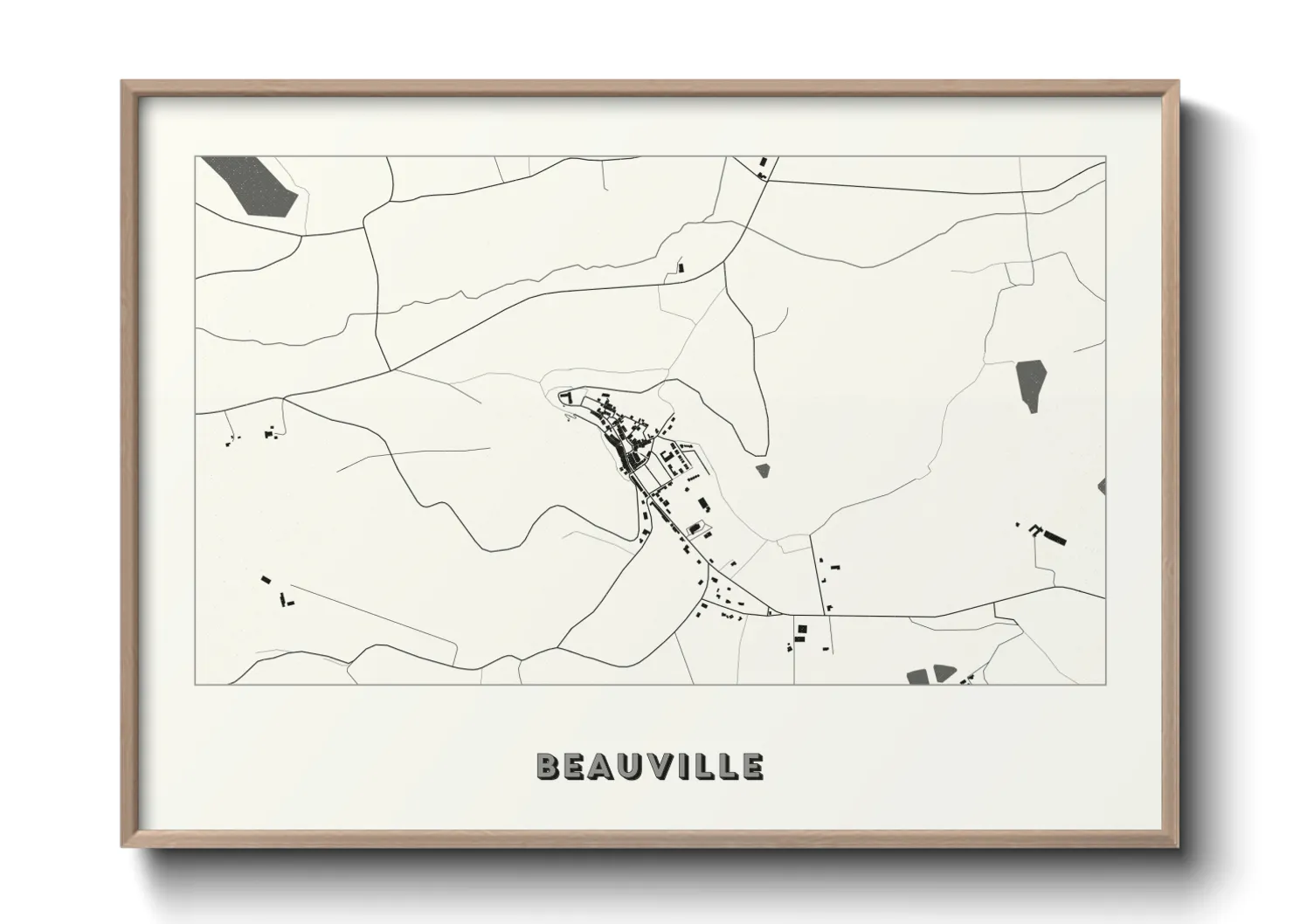 Une affiche de carte sur Beauville