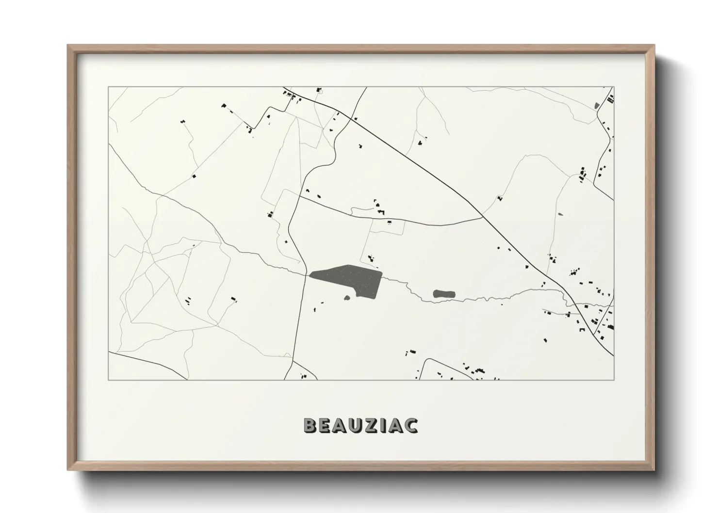 Une affiche de carte sur Beauziac