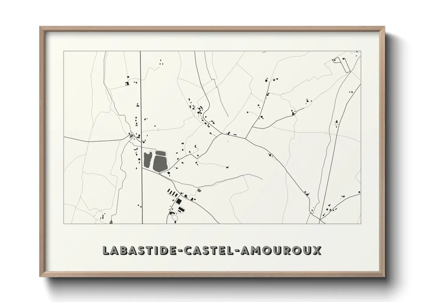 Une affiche de carte sur Labastide-Castel-Amouroux