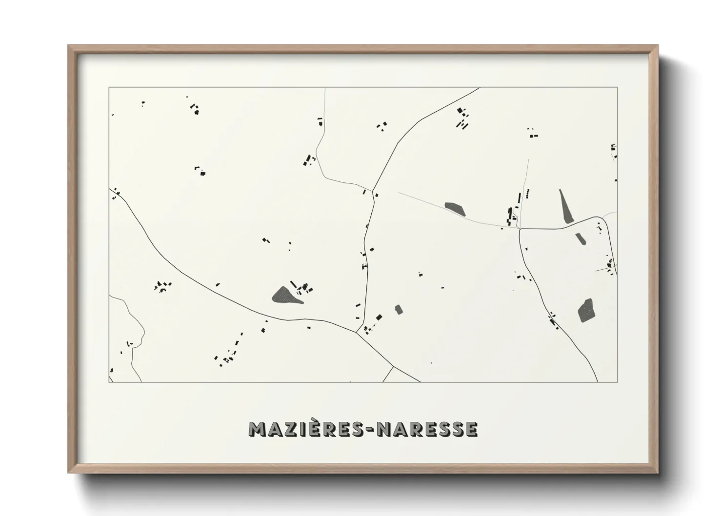 Une affiche de carte sur Mazières-Naresse