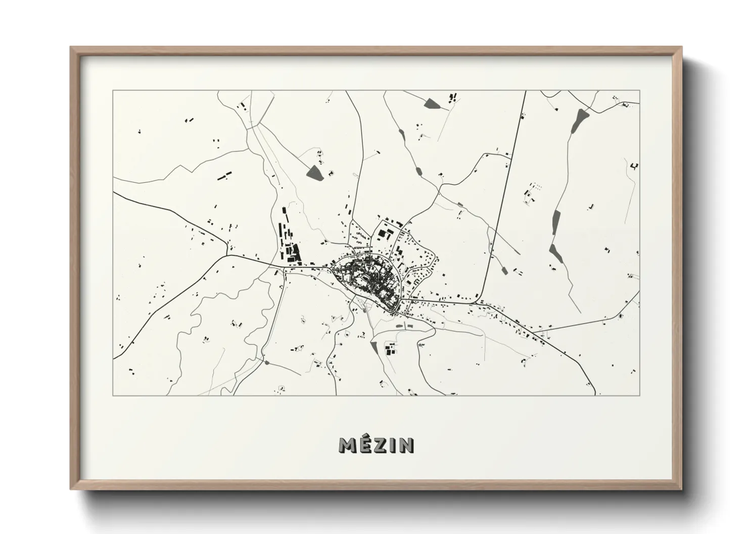 Une affiche de carte sur Mézin
