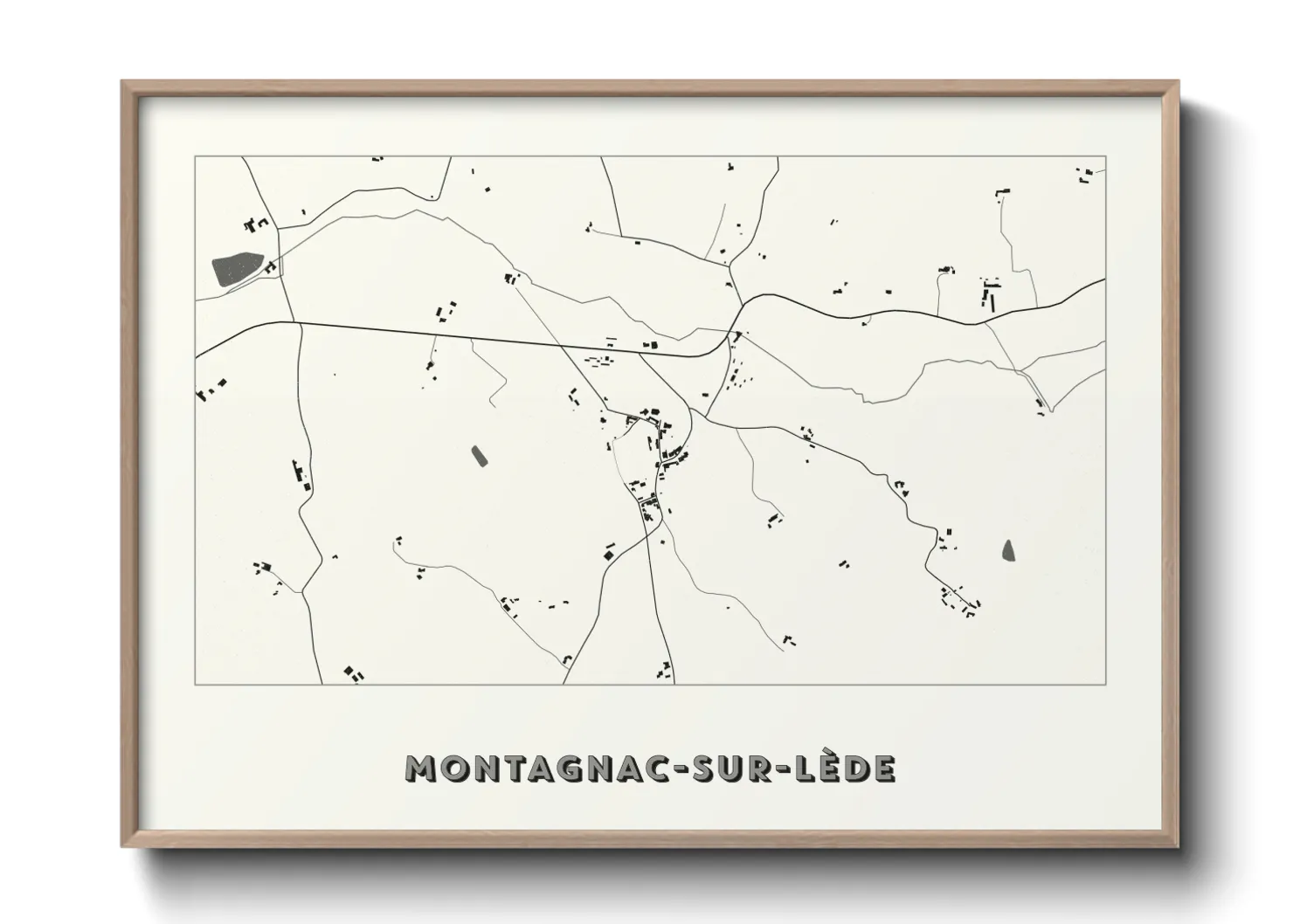 Une affiche de carte sur Montagnac-sur-Lède