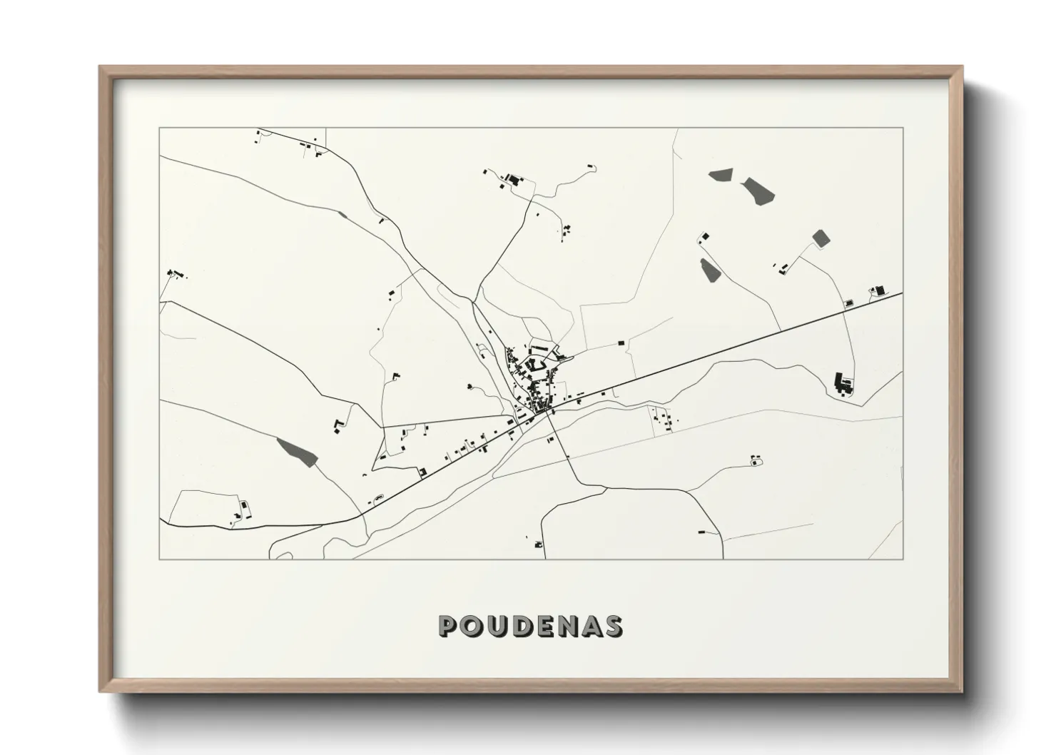 Une affiche de carte sur Poudenas