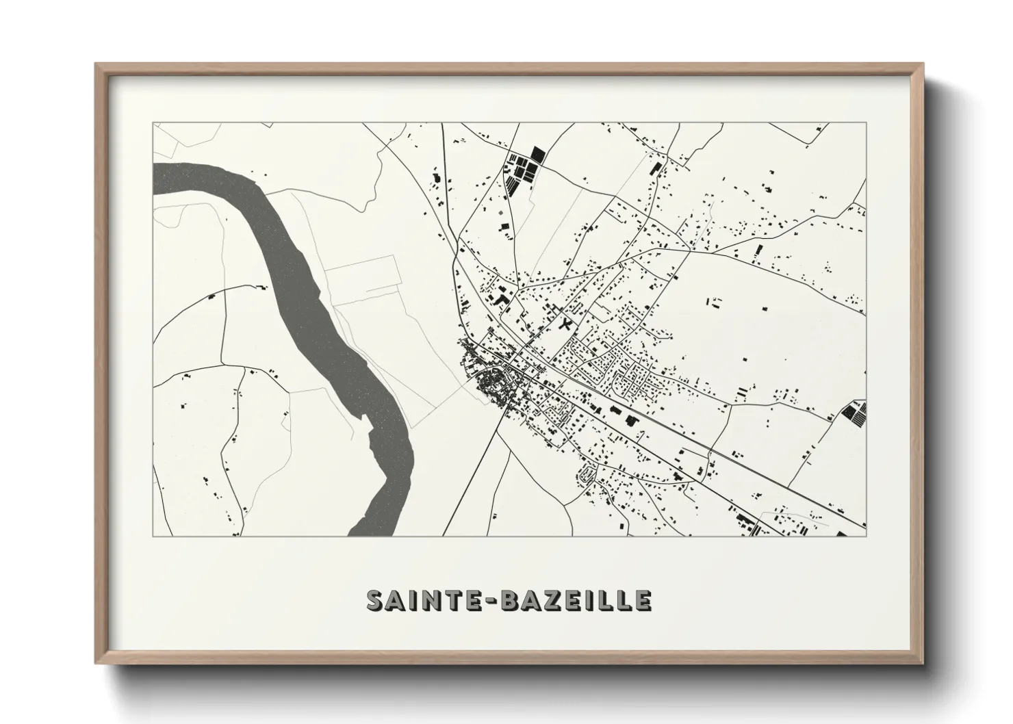 Une affiche de carte sur Sainte-Bazeille