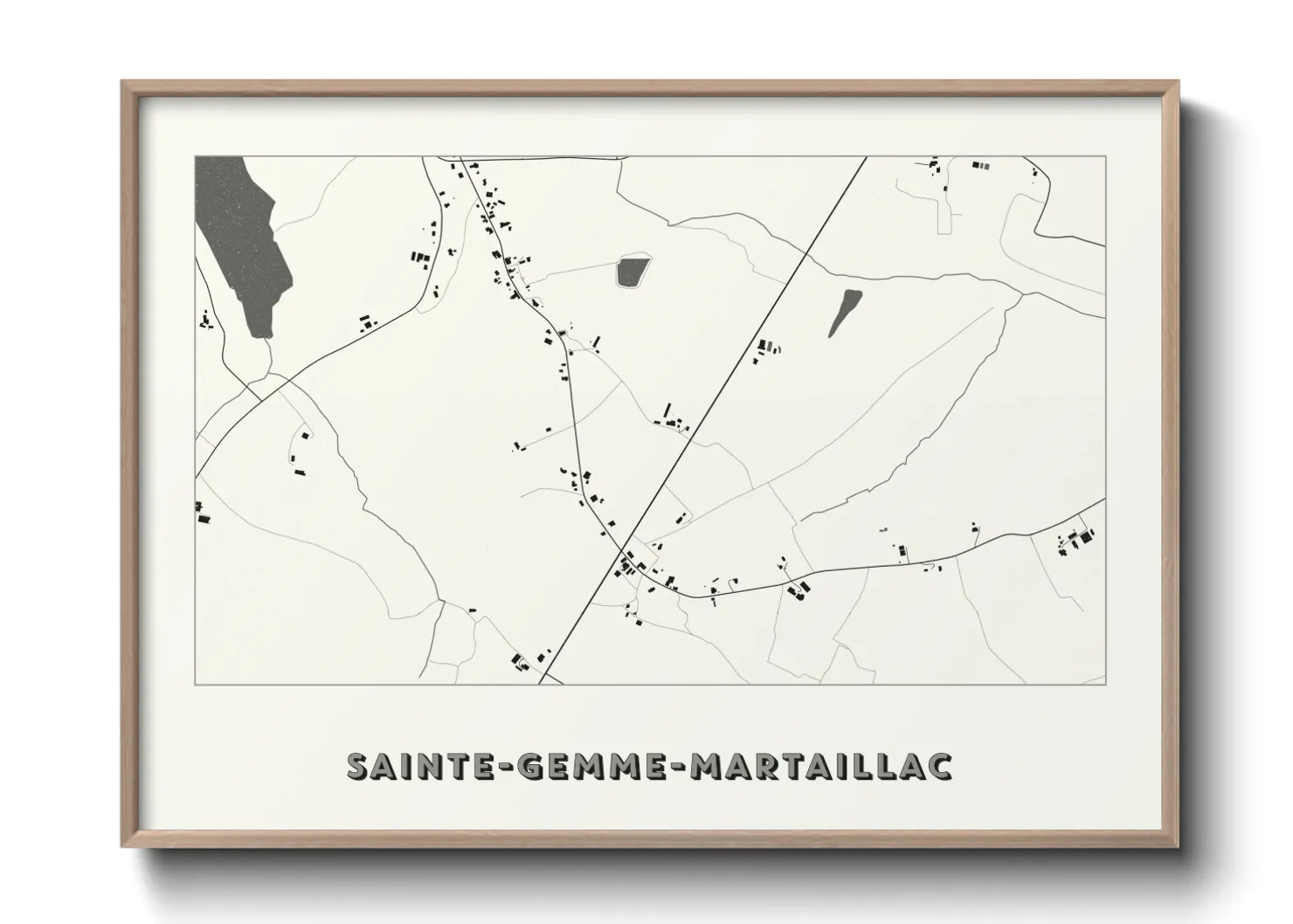 Une affiche de carte sur Sainte-Gemme-Martaillac