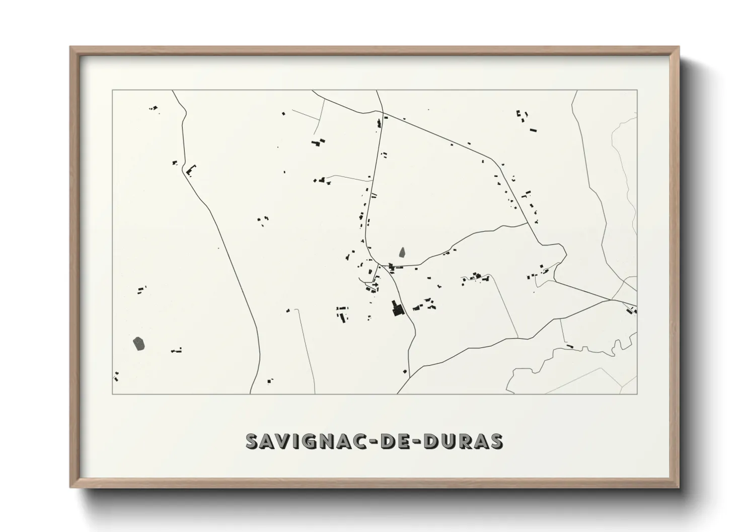 Une affiche de carte sur Savignac-de-Duras