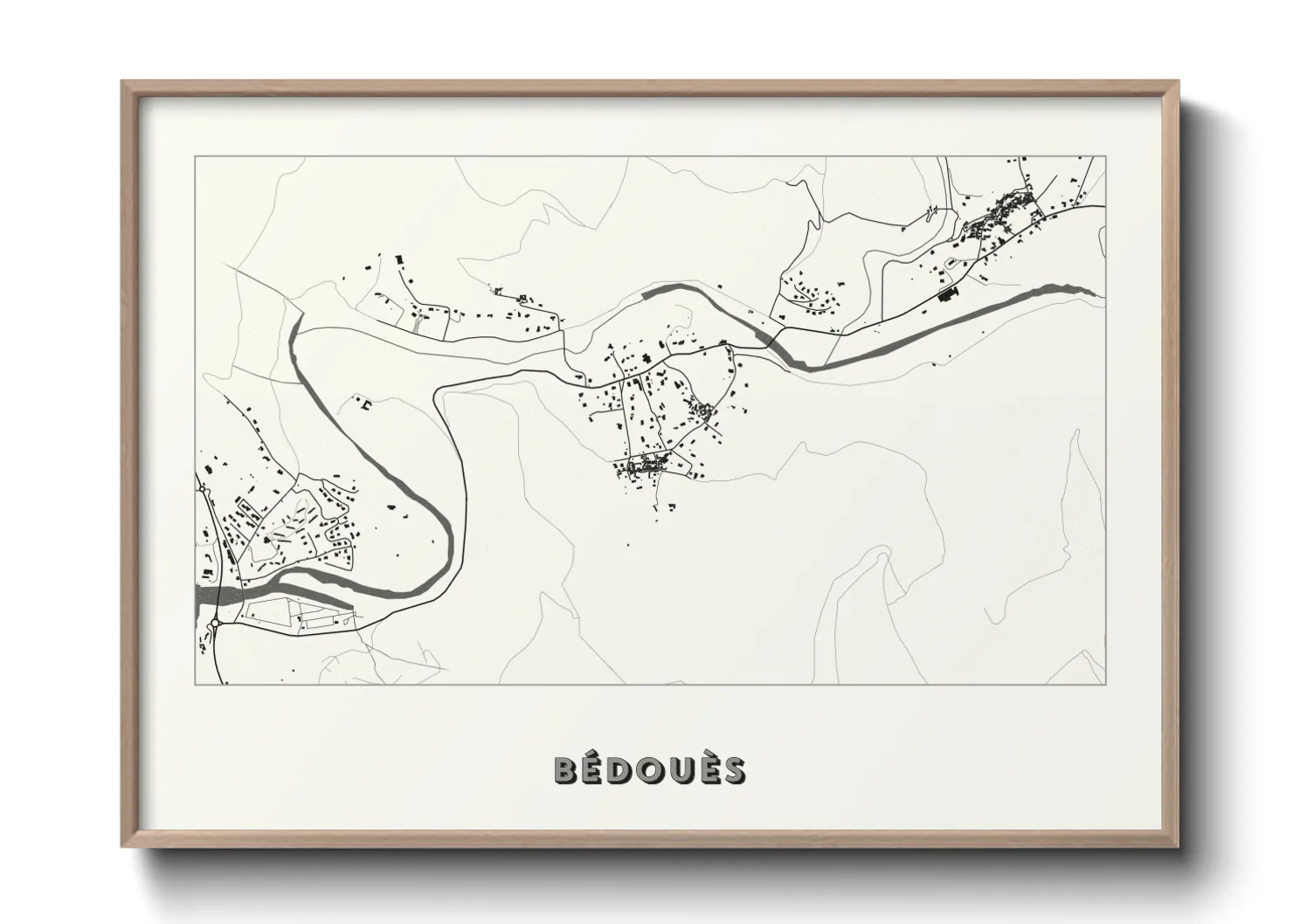 Une affiche de carte sur Bédouès