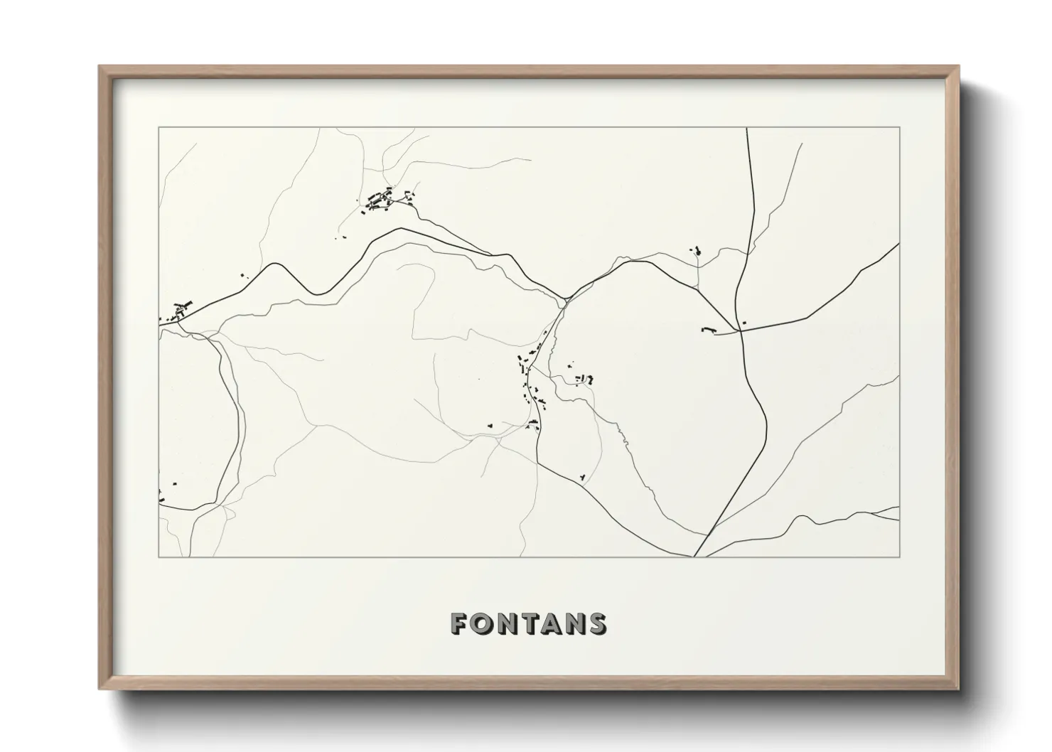 Une affiche de carte sur Fontans