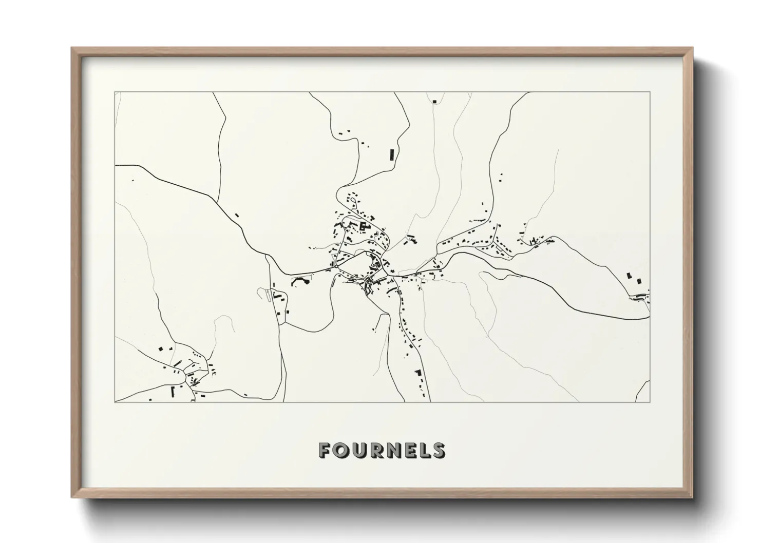 Une affiche de carte sur Fournels
