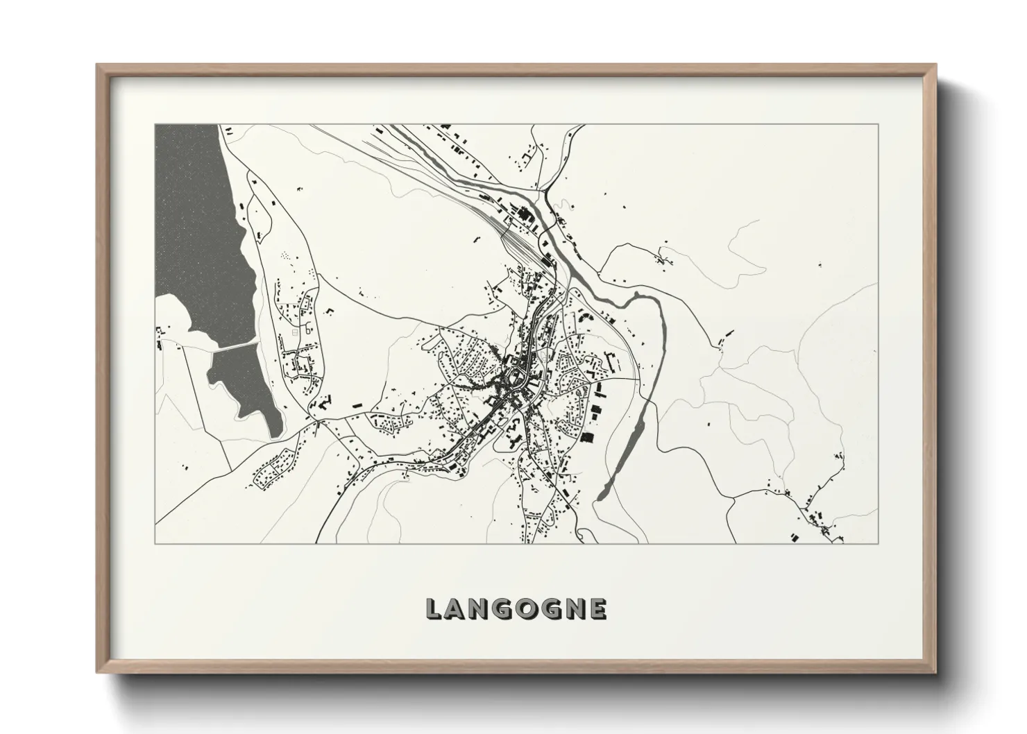 Une affiche de carte sur Langogne