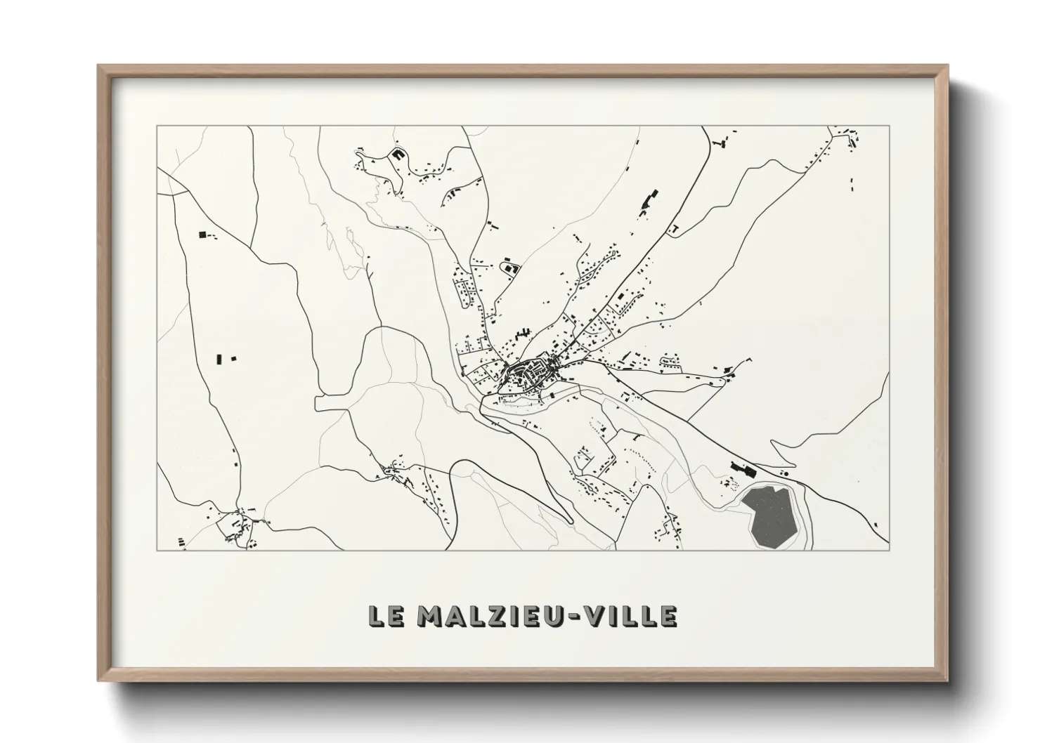 Une affiche de carte sur Le Malzieu-Ville