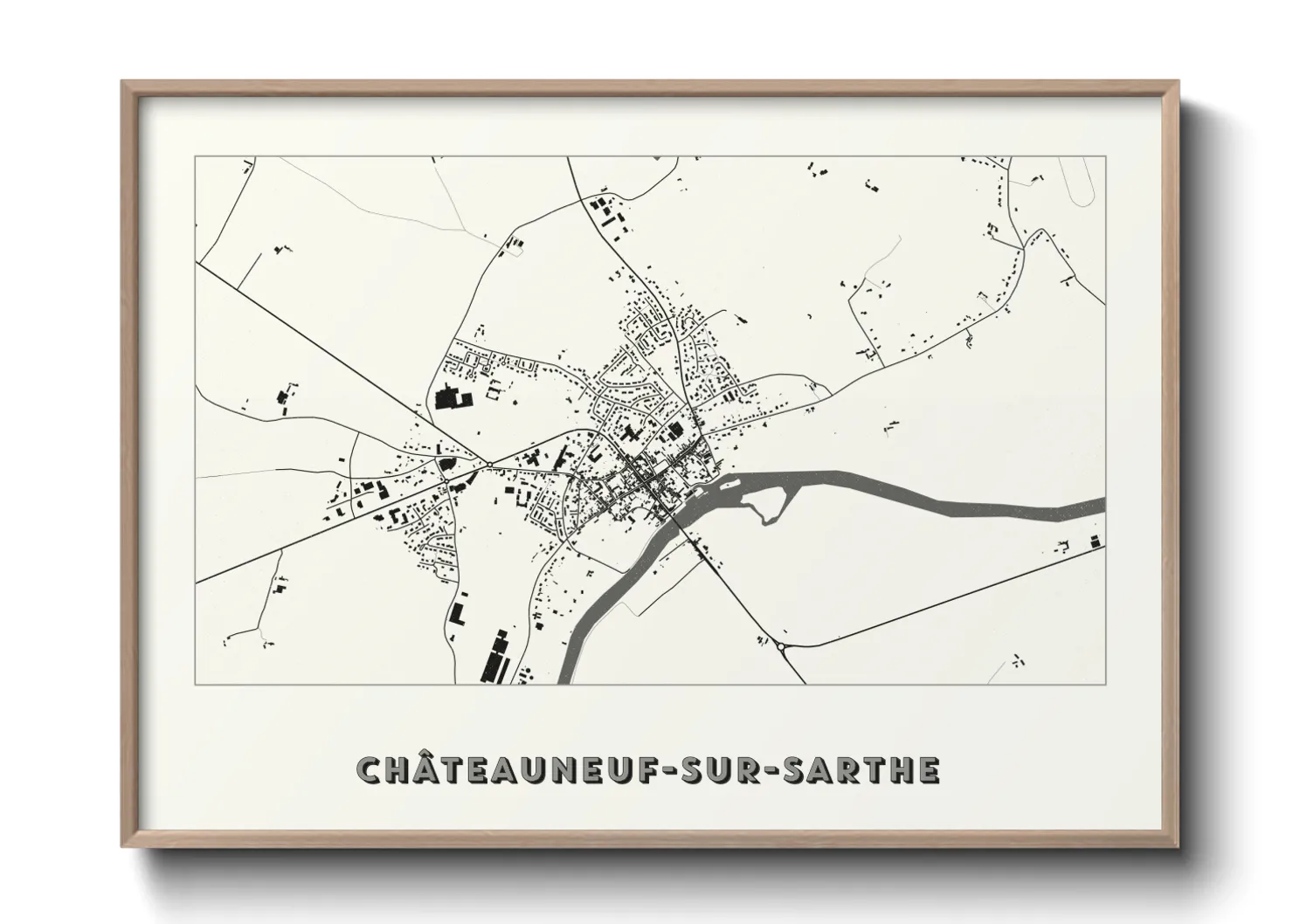 Une affiche de carte sur Châteauneuf-sur-Sarthe