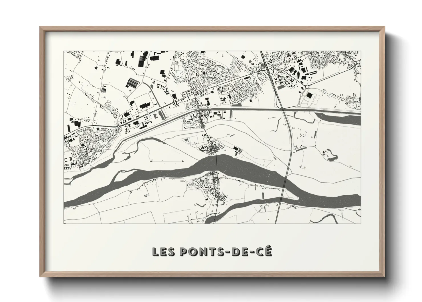 Une affiche de carte sur Les Ponts-de-Cé