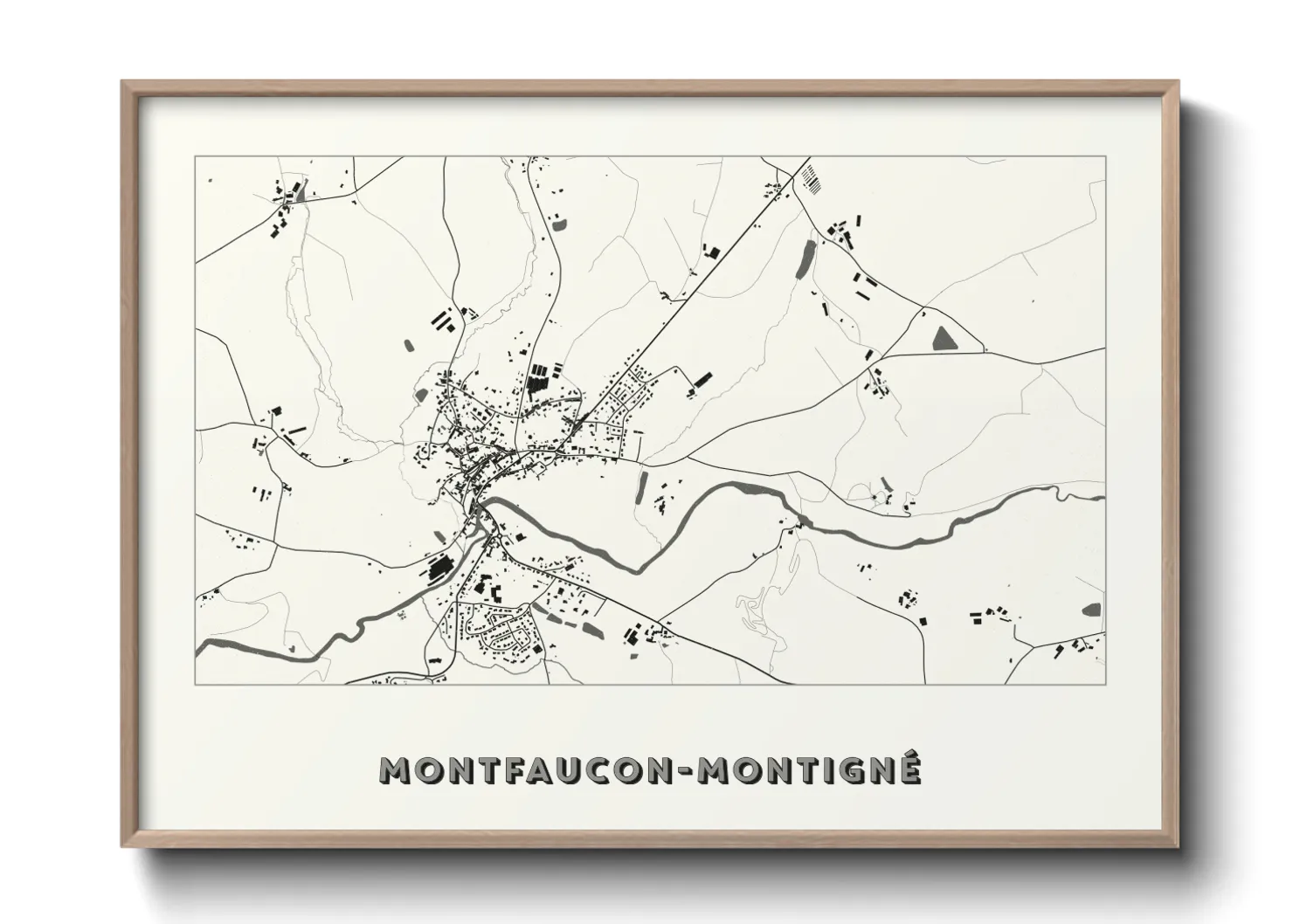 Une affiche de carte sur Montfaucon-Montigné