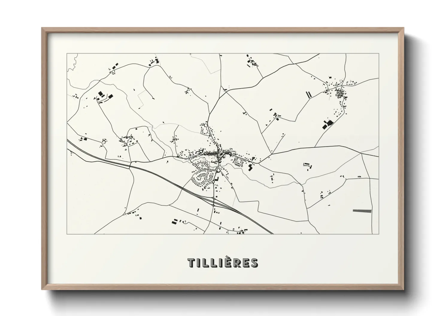 Une affiche de carte sur Tillières