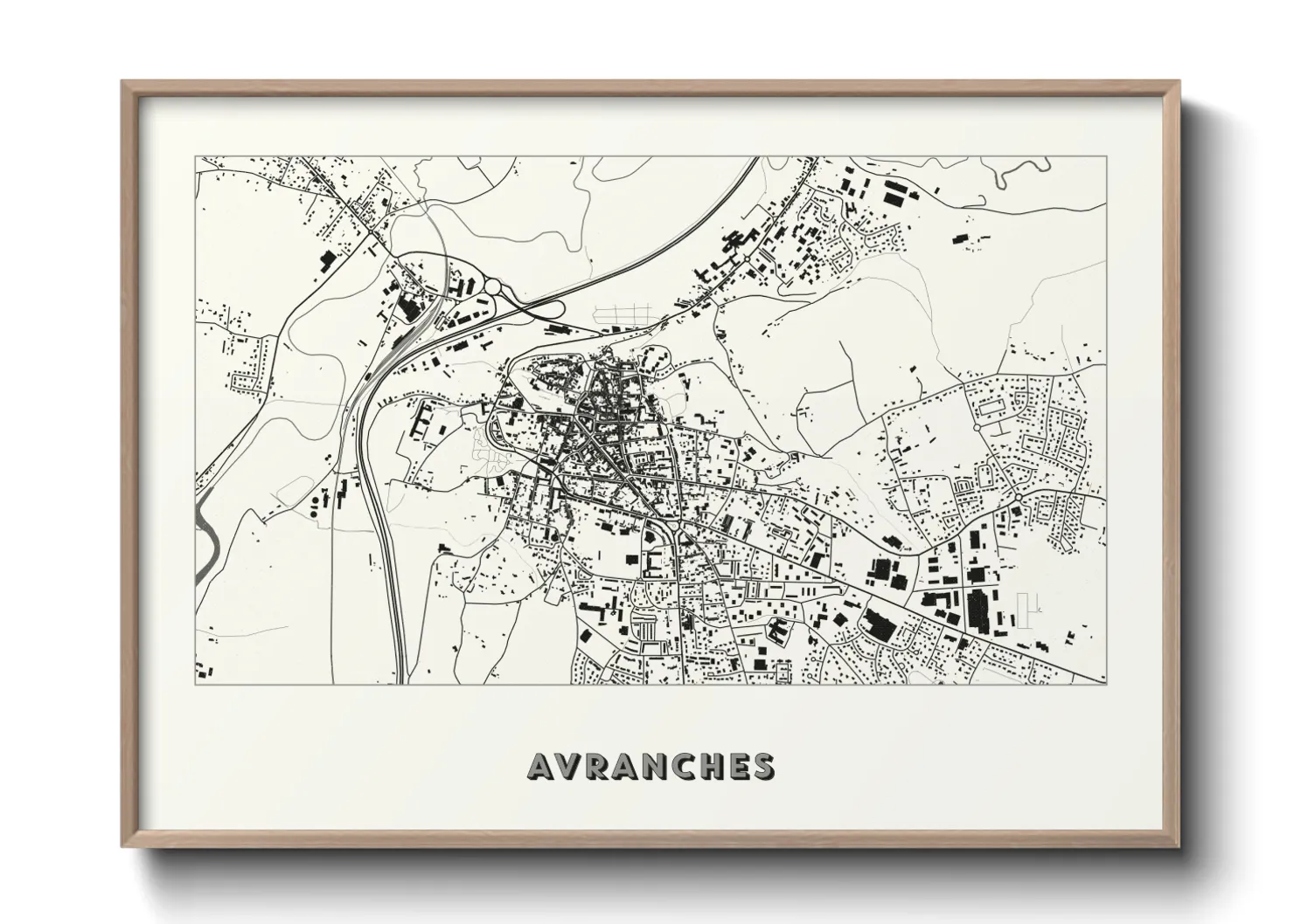 Une affiche de carte sur Avranches