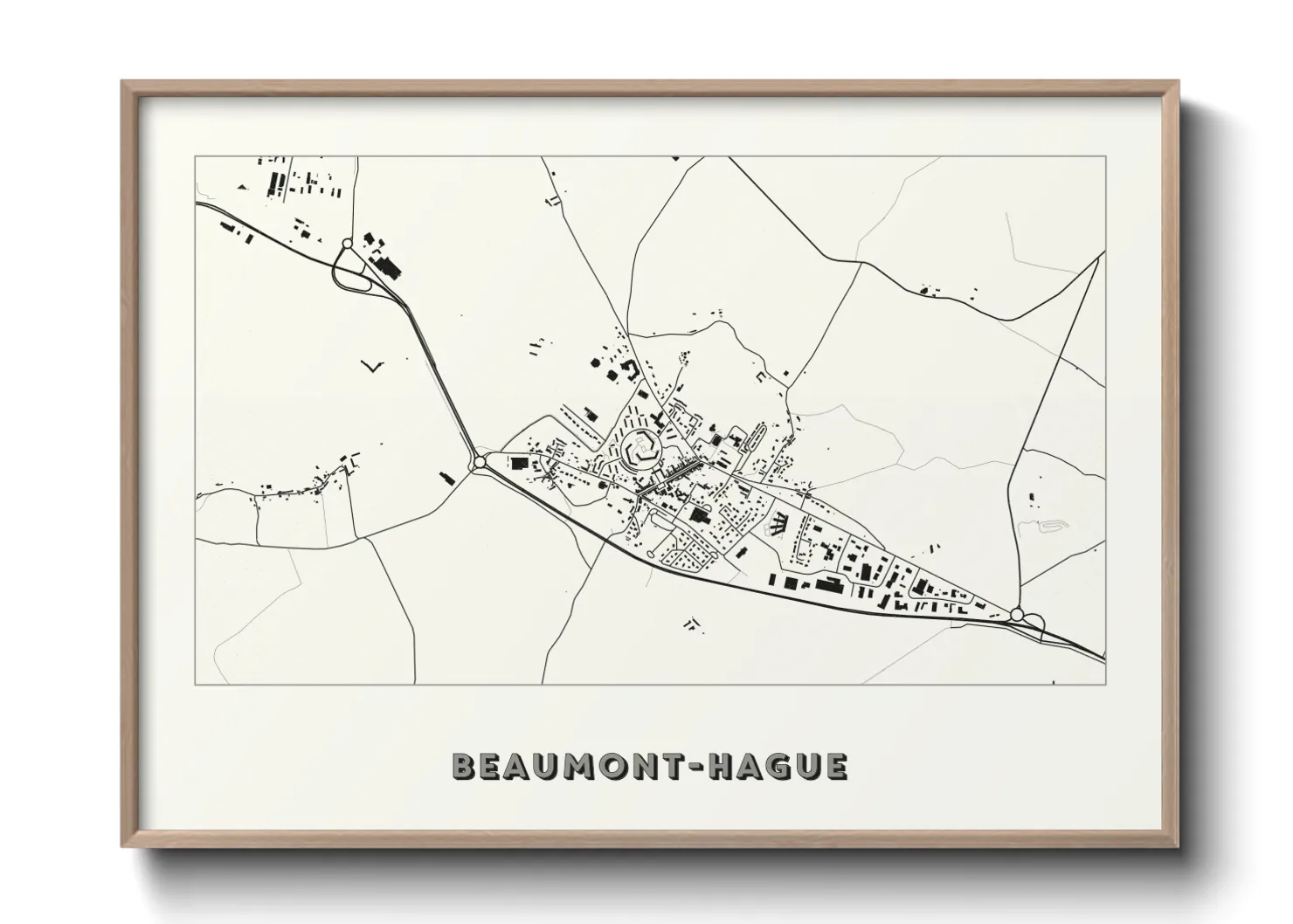 Une affiche de carte sur Beaumont-Hague