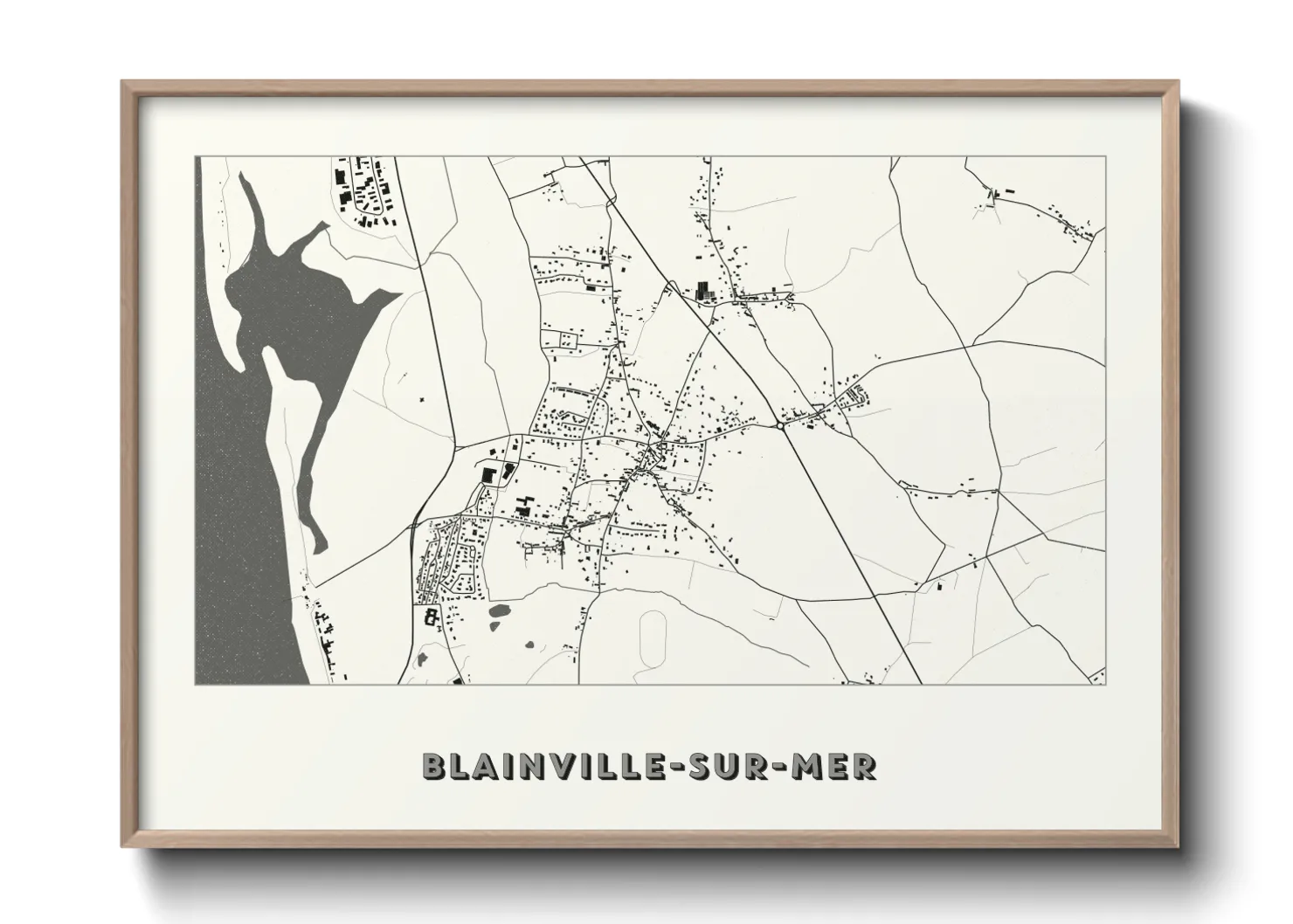 Une affiche de carte sur Blainville-sur-Mer