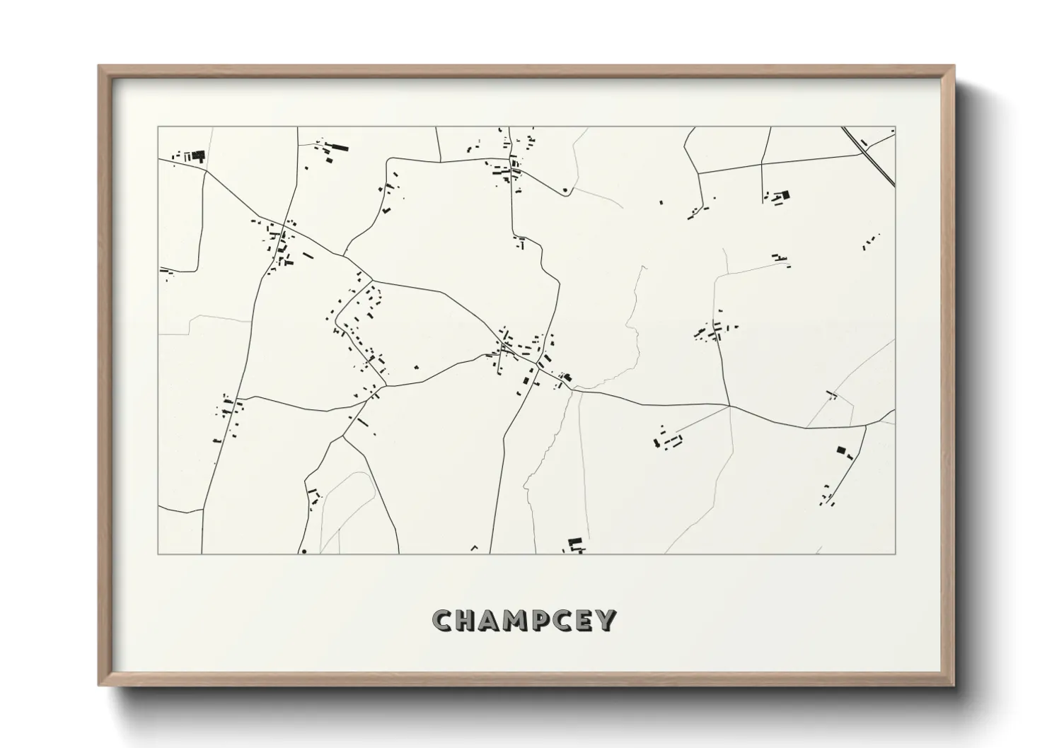 Une affiche de carte sur Champcey
