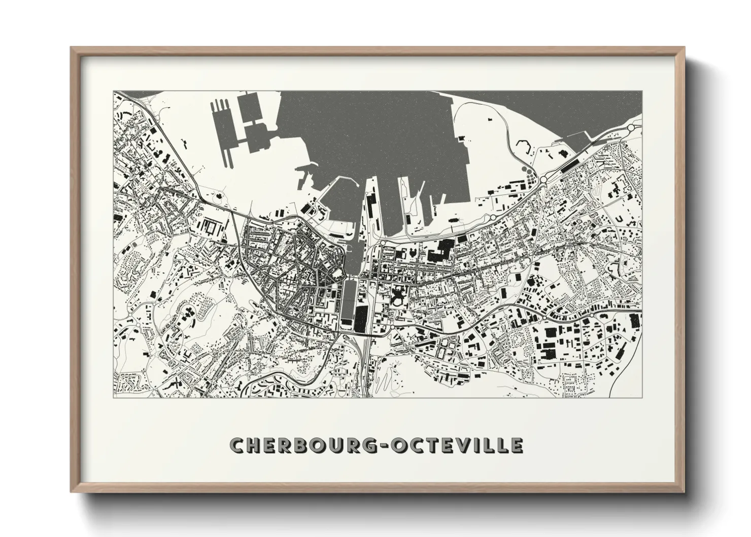 Une affiche de carte sur Cherbourg-Octeville